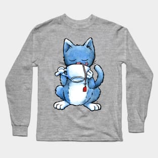 Cat Drinking Mouse Tea Long Sleeve T-Shirt